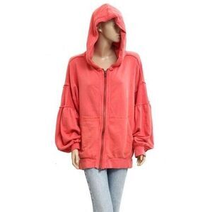 Free People Oversized Sweatshirt Top Red Christmas Festive Jacket XL NEW 283761